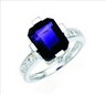 SS 10 x 8 mm Genuine Amethyst and Cubic Zirconia Ring, Size 7 | SKU: SS-61829