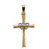 Two Tone Cross Pendant with Two Hearts 20 x 14mm Ref 820368