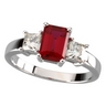 Created 3.5mm .33 CTW Moissanite and 7x5mm Chatham Created Ruby Ring Ref 850363