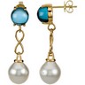 South Sea Cultured Pearl and Genuine London Blue Topaz Earrings Ref 587203