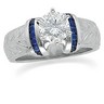 Hand Engraved Engagement Ring with Swarovski Gems Ref 405242