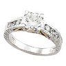 Two Tone Hand Engraved Engagement Ring 1.33 CTW Ref 263854