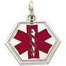 Sterling Silver Medical ID Pendant with Red Enamel 21 x 21mm Ref 355268
