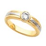 Two Tone Round Bezel Set Diamond Engagement Ring .5 Carat Ref 747131