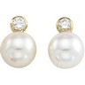 Earrings with Pearls and Diamonds 8mm Cultured Pearls .2 CTW Ref 441151