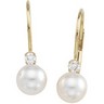 Diamond and Cultured Pearl Lever Back Earrings .1 CTW Ref 284117