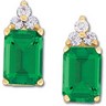 Diamond and Chatham Emerald Earrings 7 x 5mm Ref 695715