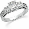 Three Stone Princess Cut Diamond Engagement Ring .38 CTW Ref 457902