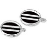 Sterling Silver Onyx Opal Mother of Pearl Cuff Links Pair Ref 816025