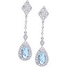 Genuine Aqua and Diamond Earrings 6 x 4mm .17 CTW Ref 450983