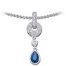 Genuine Blue Sapphire and Diamond Necklace .08 CTW 6 x 4mm Ref 475307