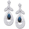 Genuine Blue Sapphire and Diamond Earrings .1 CTW 5 x 3mm Ref 775373
