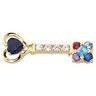 Mothers Key Brooch with Heart, Round and Princess Cut Gemstones Ref 355804
