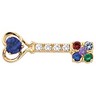 Mothers Key Brooch with Heart and Round Cut Gemstones Ref 839331