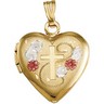 Tri Color Heart Shaped Locket with Cross | SKU: R16842