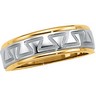 Greek Key Inspired Wedding Band 6.75mm Width Tapered Ref 760571