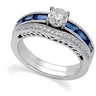 Genuine Sapphire and Diamond Engagement Ring with Band .14 CTW Ref 593766