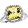 Genuine 10 x 10mm Lemon Quartz and .5 CTW Diamond Ring Ref 667246