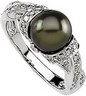 Freshwater Cultured Black Pearl And Diamond Ring 9mm .33 CTW Ref 957378