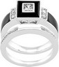 Onyx Diamond .38 CTW Engagement Ring with .1 CTW Band Ref 669559