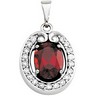 Genuine Mozambique Garnet and Diamond Pendant 8 x 6mm .2 CTW Ref 165964