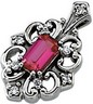 Chatham Created Ruby and Diamond Pendant 5 x 3mm .04 CTW Ref 163222