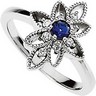 Chatham Created Blue Sapphire and Diamond Ring 3.5mm .17 CTW Ref 972602