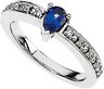 Blue Sapphire and Diamond Ring 6 x 4mm .1 CTW Ref 584836