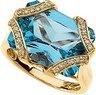 Radiant Cut Swiss Blue Topaz and Diamond Ring 16x12mm .17 CTW Ref 674024