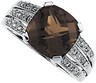 Smoky Quartz and Diamond Split Shank Ring 10 x 10mm .1 CTW Ref 854058