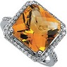 Genuine Citrine and Diamond Ring 12 x 12mm .5 CTW Ref 680496