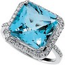 Genuine Swiss Blue Topaz and Diamond Ring 12 x 12mm .5 CTW Ref 553143