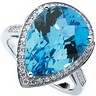 Genuine Swiss Blue Topaz and Diamond Ring 16 x 12mm .75 CTW Ref 279321