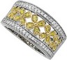 Natural Yellow and White Diamonds Flower Design Band .38 CTW Ref 775725