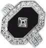 Genuine Onyx and Cubic Zirconia Ring 13 x 9mm Ref 663576