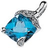 Genuine Swiss Blue Topaz and Diamond Pendant 8 x 8mm .04 CTW Ref 136321