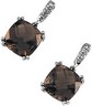 Genuine Checkerboard Smoky Quartz and Diamond Earrings .04 CTW Ref 496543