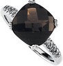 Genuine Checkerboard Smoky Quartz and Diamond Ring .08 CTW Ref 183130