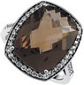 Genuine Smoky Quartz and Diamond Ring 16 x 13mm .5 CTW Ref 138845