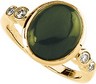 Genuine Jade Cabochon and Diamond Ring 12 x 10mm .17 CTW Ref 943203