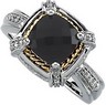 Genuine Checkerboard Onyx and Diamond Ring 8 x 8mm .13 CTW Ref 919810