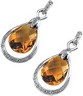 Genuine Citrine Briolette and Diamond Earrings .13 CTW Ref 303879