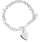 5.75mm Silver Cable Bracelet with Toggle Clasp and Heart Charm 8 inch Ref 209937