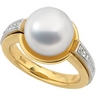 South Sea Cultured Pearl and Diamond Ring 11.5mm Fine .13 CTW Ref 659558