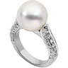 South Sea Cultured Pearl and Diamond Ring 12mm Round .5 CTW Ref 179576