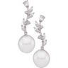 South Sea Pearl and Diamond Earrings 12mm Round 1.38 CTW Ref 301260