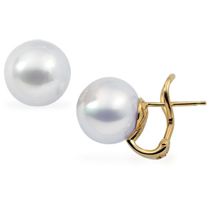 omega back pearl earrings