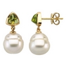 South Sea Circle Pearl and Peridot Earrings 11mm Circle Ref 797415