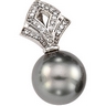 Tahitian Pearl and Diamond Pendant 12mm Full Button .1 CTW Ref 227413