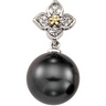 Tahitian Pearl and Diamond Flower Pendant 12mm .13 CTW Ref 179784